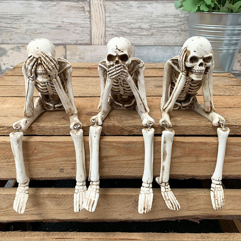 🎃 Skeleton Ornament – See No Evil, Hear No Evil, Speak No Evil