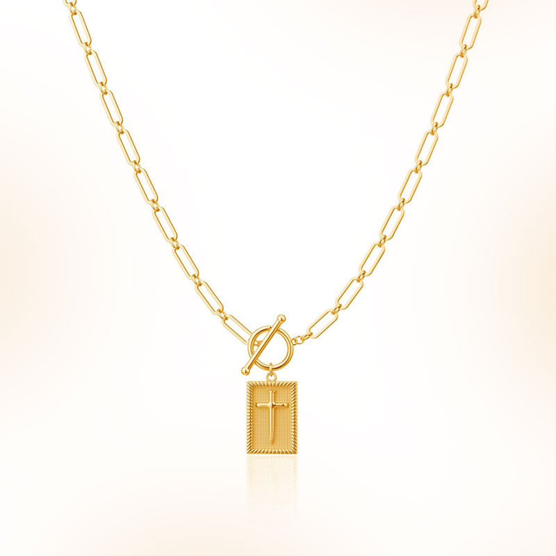 ✝️Paperclip OT-clasp with cross – waterproof, fade-resistant, unisex✨💫