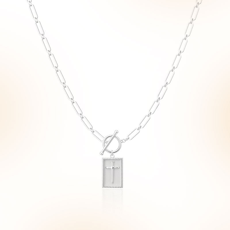 ✝️Paperclip OT-clasp with cross – waterproof, fade-resistant, unisex✨💫