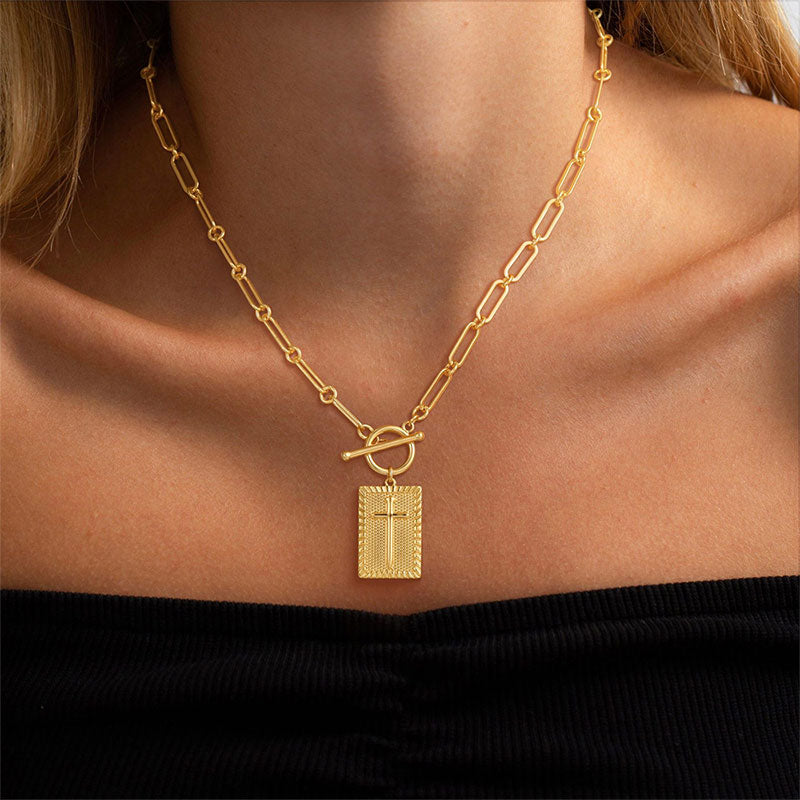 ✝️Paperclip OT-clasp with cross – waterproof, fade-resistant, unisex✨💫