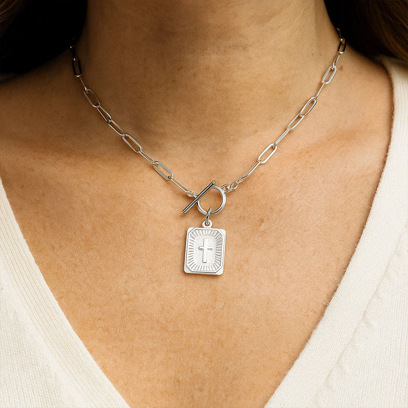 ✝️Paperclip OT-clasp with cross – waterproof, fade-resistant, unisex✨💫
