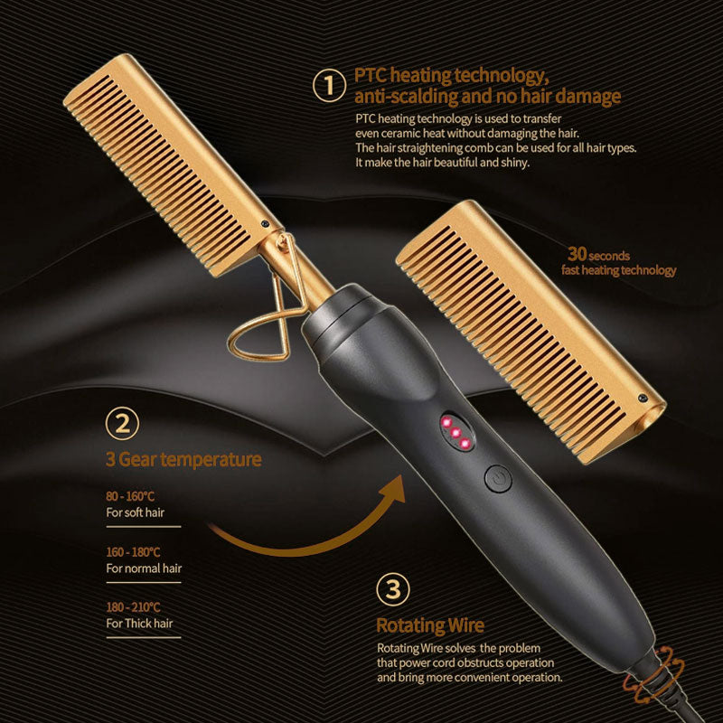 ✨ 2-in-1 Hair Styling Hot Comb – Straighten & Curl with One Tool