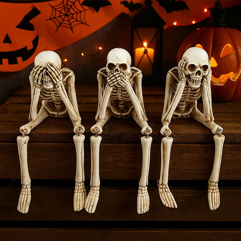 🎃 Skeleton Ornament – See No Evil, Hear No Evil, Speak No Evil