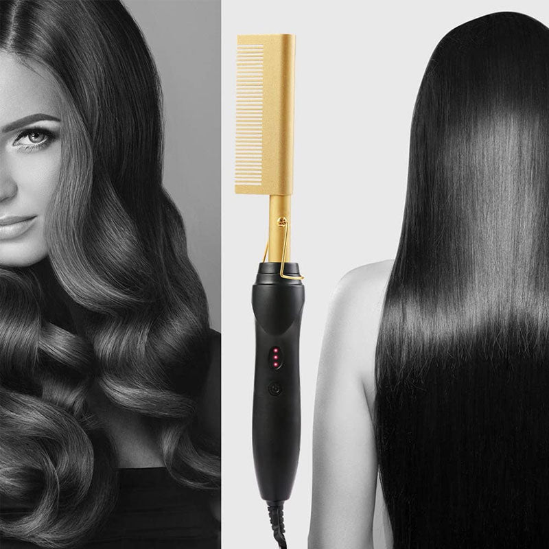 ✨ 2-in-1 Hair Styling Hot Comb – Straighten & Curl with One Tool