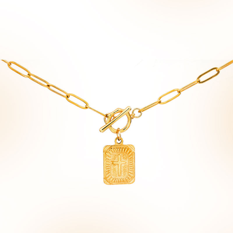 ✝️Paperclip OT-clasp with cross – waterproof, fade-resistant, unisex✨💫