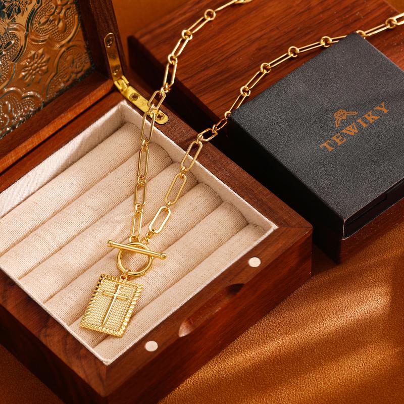 ✝️Paperclip OT-clasp with cross – waterproof, fade-resistant, unisex✨💫