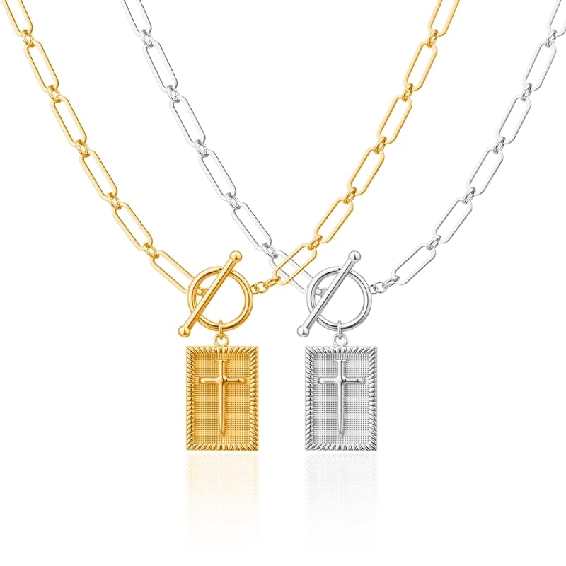 ✝️Paperclip OT-clasp with cross – waterproof, fade-resistant, unisex✨💫