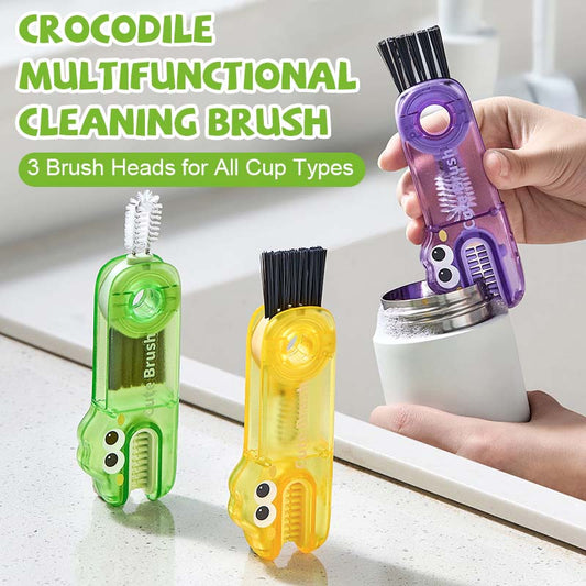 🐊 Crocodile Multifunctional Cleaning Brush – 3 Brush Heads for All Cup Types