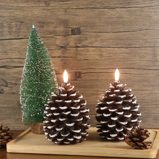 ✨Battery-powered flameless pinecone lights