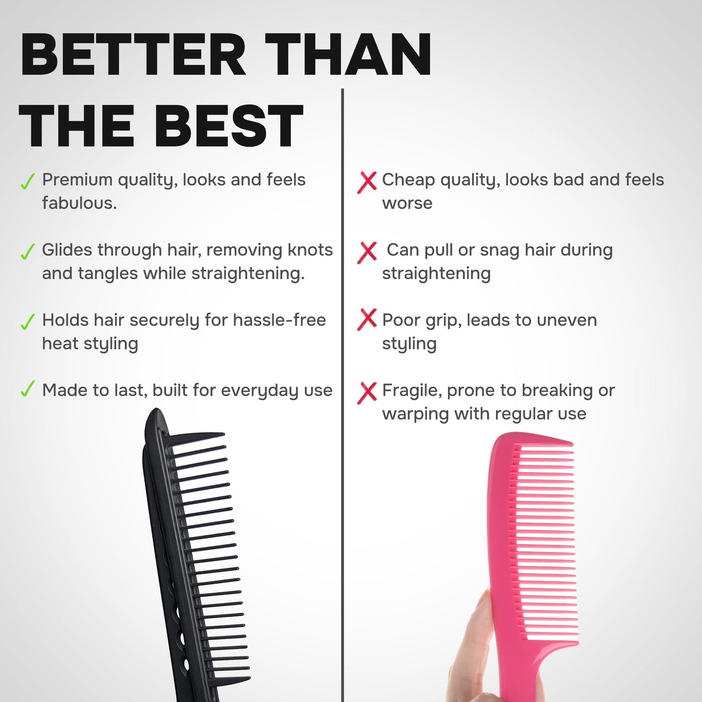Hair comb for flattening