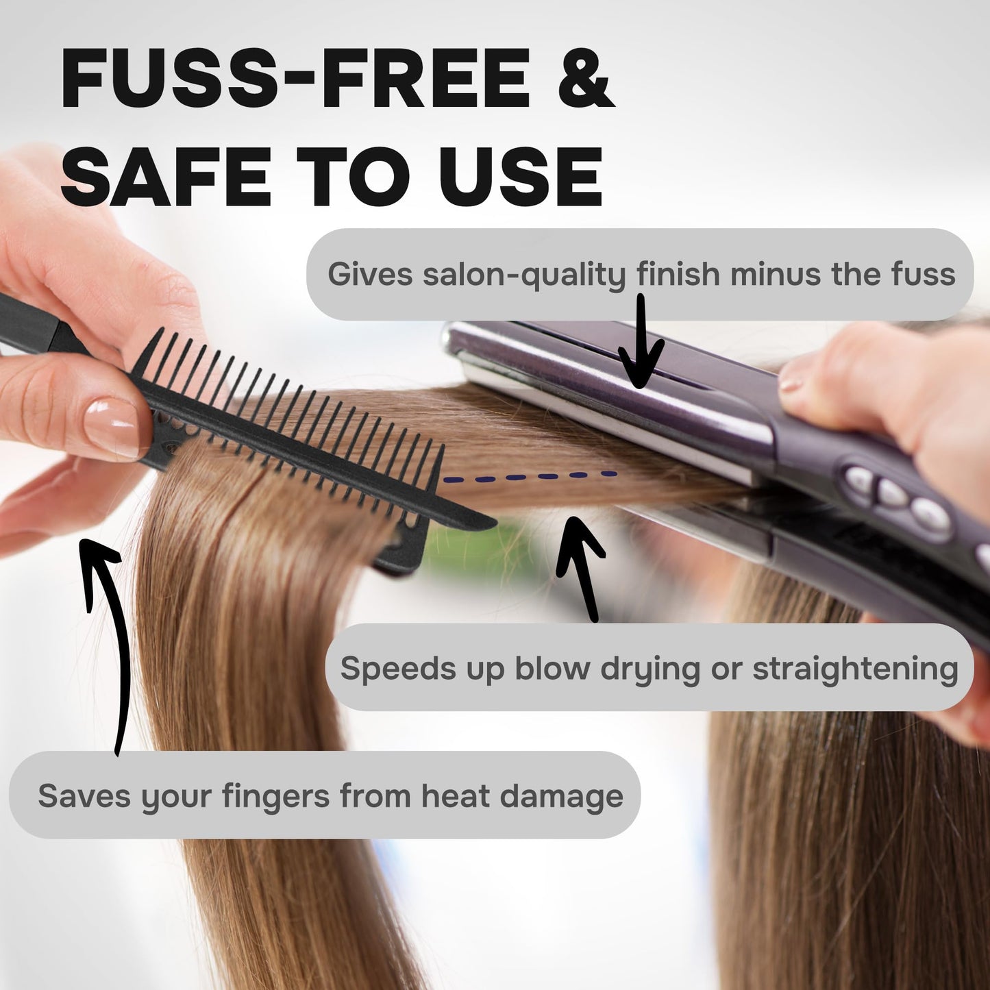 Hair comb for flattening