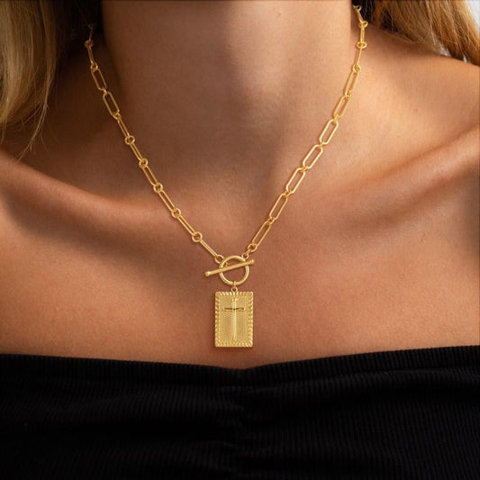 ✝️Paperclip OT-clasp with cross – waterproof, fade-resistant, unisex✨💫